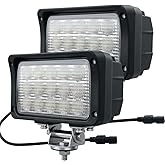 JASLITE LED Truck Work Light, Heavy Duty Flood Fog Light 12V 24V 5500 Lumen | 15 X 3-Watt High-Intensity LED, IP67 Waterproof Offroad Driving Lamp for Tractor, Mower, Trailer, Boat,2PACKS