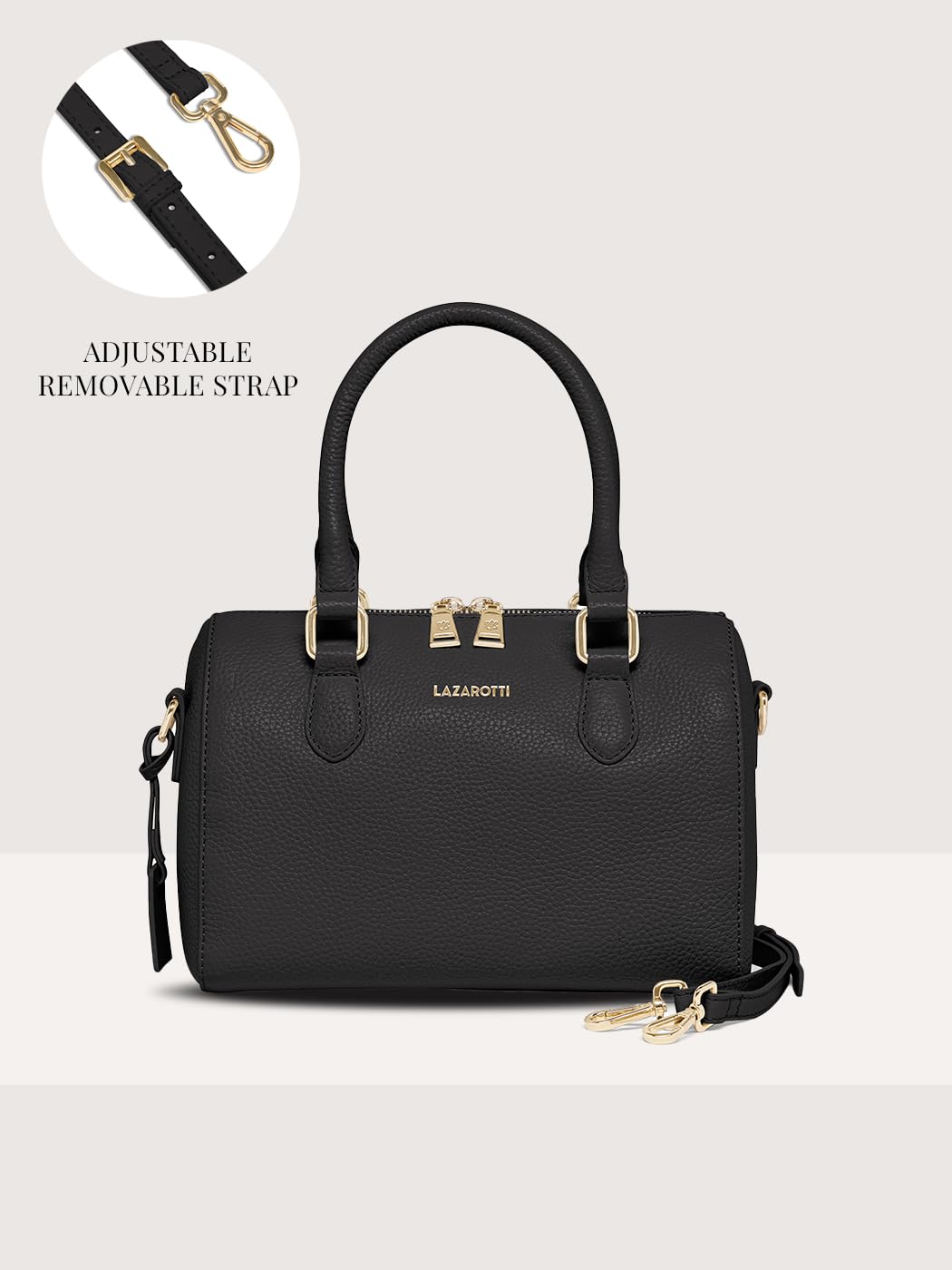 Lazarotti Bologna Damen Handtasche aus Echt-Leder | Henkeltasche mit abnehm- & längenverstellbaren Trageriemen | Bowling-Bag 26 cm