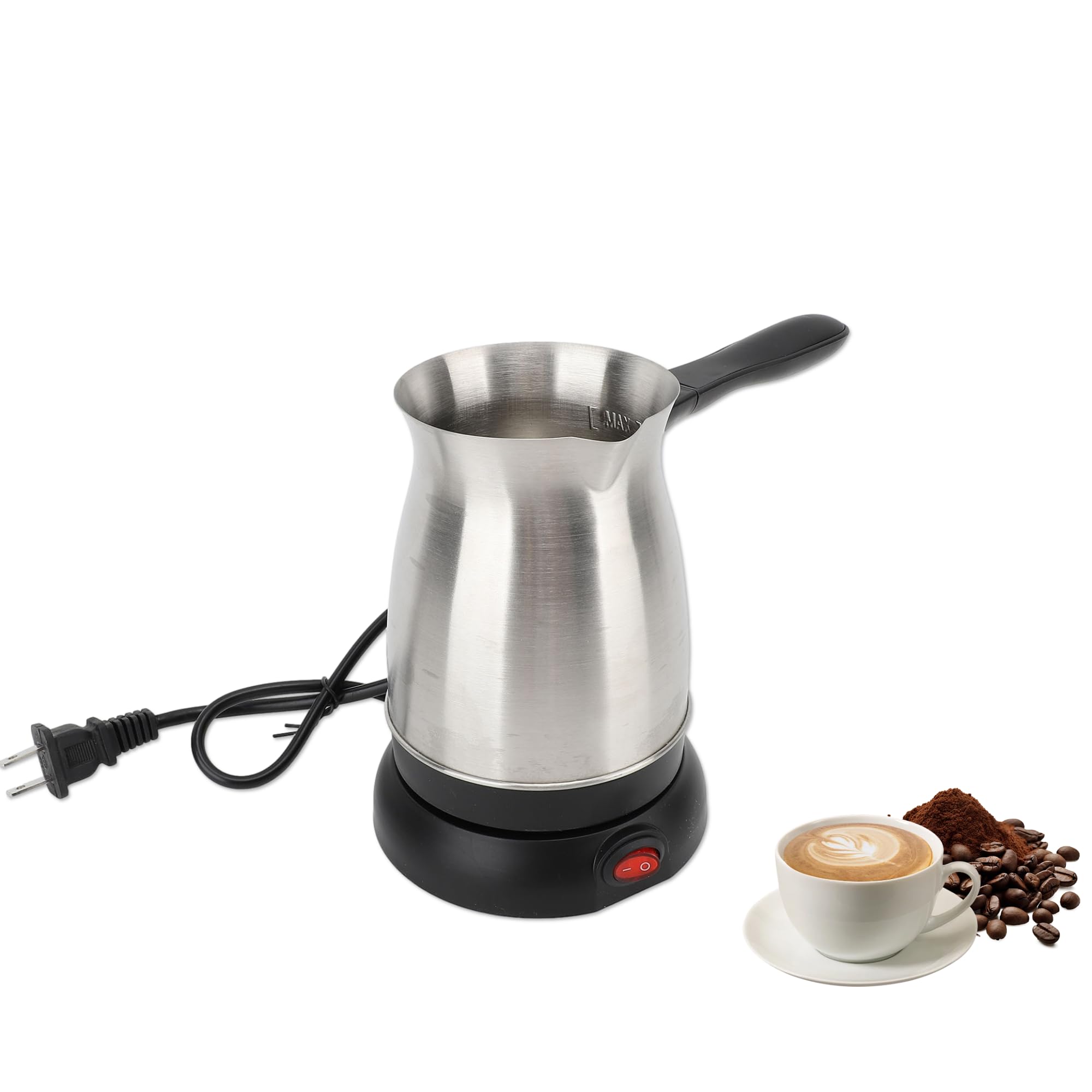 Photo 1 of Turkish Coffee Maker, 600ML Stainless Steel Turkish Coffee Maker Kettle with Anti Scald Handle, Electric Turkish Coffee Pot, Heating Tea Maker Kettle for Arabic Tea Milk