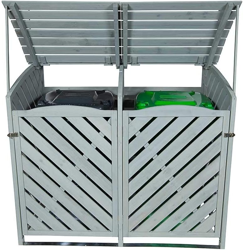 5060495613050 Wooden Wheelie Bin Store Storage Grey Garden Storage