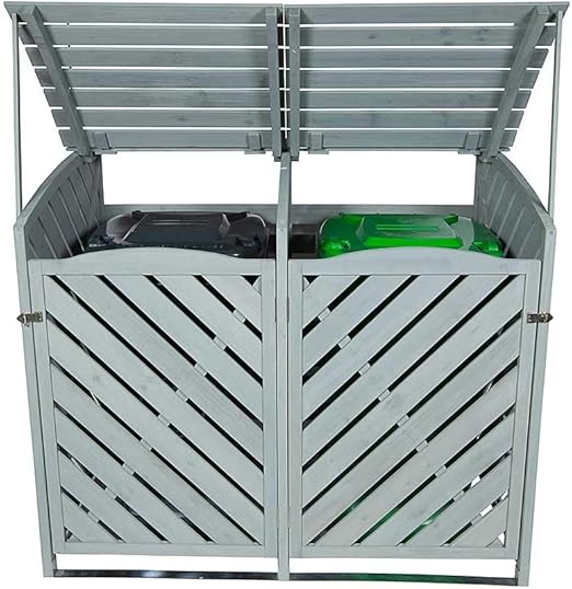 5060495613050 Wooden Wheelie Bin Store Storage Grey Garden Storage