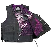 Hot Leathers VSM1063 Men's Black 'Blessed' Conceal and Carry Side Lace Leather Vest