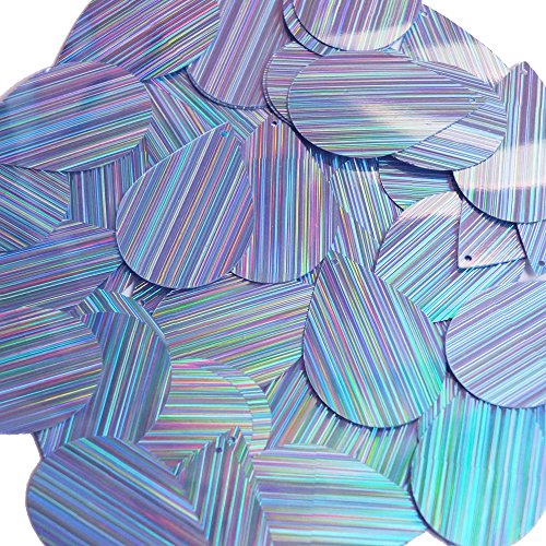 Light Blue Sequin Teardrop 1.5 inch City Lights Reflective Metallic Couture Loose Paillettes. Made in USA.