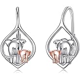 VIJASHOP Cute Elephant Earrings for Women Sterling Silver Elephant Leverback Earrings Animal Jewelry Gifts for Mother Wife