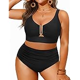 Yonique Women Plus Size High Waisted Bikini - Two Piece Swimsuit U-Wire Cutout Tummy Control Bathing Suit 2026 Swimwear