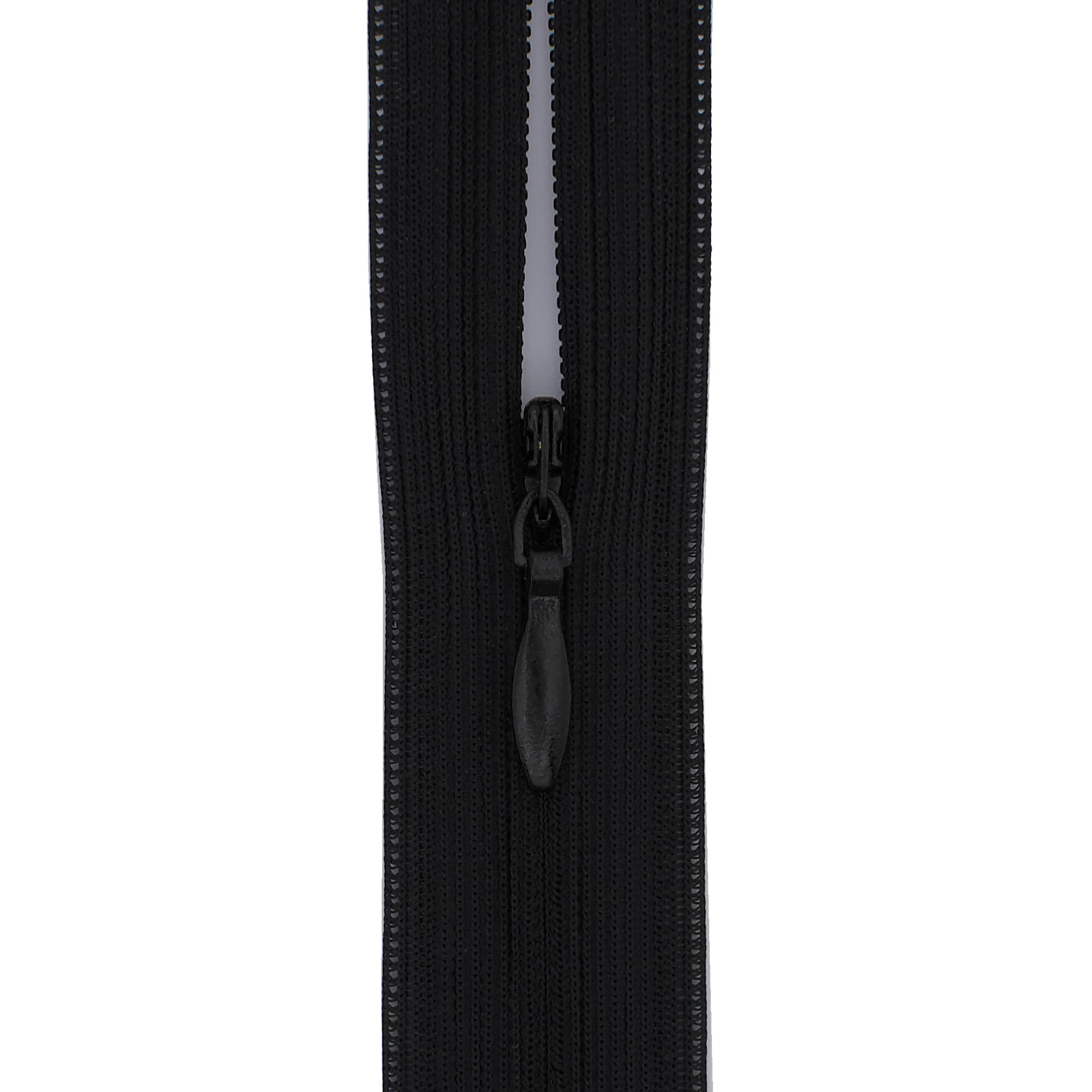 #3 Flexi Invisible Close-End Zip, Pack of 5 - Concealed Zipper for Dresses & Skirts, Soft Stretch Tape, Sewing Craft 20 Inch (51cm) (Black)