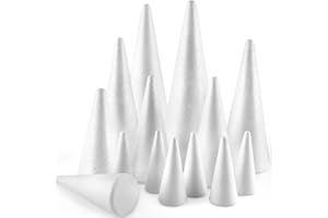 Yalumo Foam Cones for Crafts, 5 Sizes White Polystyrene Foam Tree Cone 3-10 Inch Tall for DIY Home Craft Project, Christmas Tree, Decorations Gnomes, Table Centerpiece, Wedding, Holiday, 14 Packs