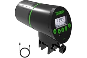 TOPBRY Automatic Fish Feeders - Digital Auto Aquarium Feeder with USB Rechargeable Timer and Fish Food Dispenser