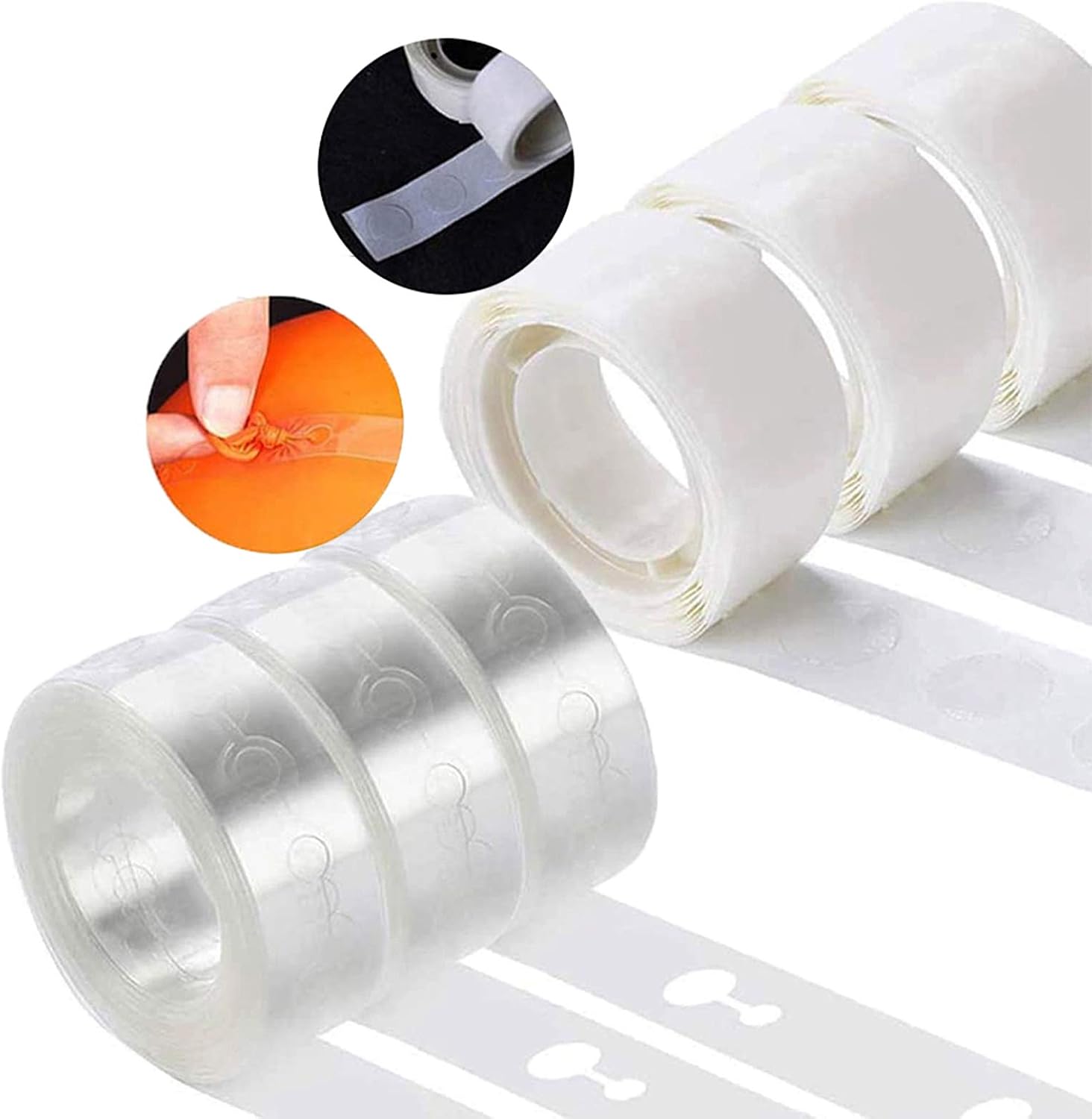 Andiker - 6 Rolls Balloon Arch Tape, Double Hole Tape for Birthday Party Wedding, Christmas, White, Large