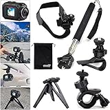 EEEKit 6in1 Outdoor Sports Accessory Bundle Kit for JVC Adixxion GC XA2 XA1,Bike Handlebar Holder,Car Sun Visor/Helmet Mount,Monopod,Tripod Stand