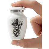 Mini Keepsake Urn for Human Ashes – Small Christian Cross Memorial Urn – Decorative Metal Funeral Keepsake for Family Remembrance