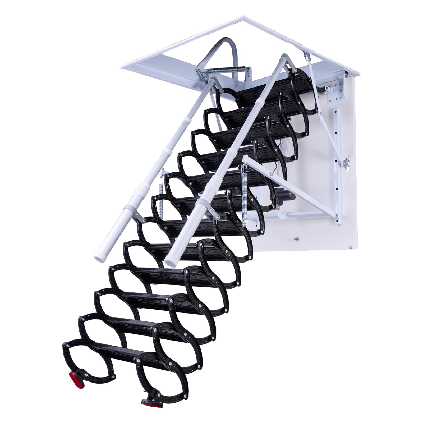 Photo 1 of 9.8ft Electirc Attic Ceiling Ladder, Pull Down Attics Ladder with Handrails, Folding Retractable Loft Ladders, Invisible Telescoping Attic Stairs, Extension Steps Staircase for Garage, Home, Basement