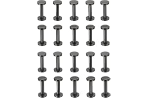 PATIKIL 25 Sets Chicago Screws, 18mm L Chicago Screw Slotted Binding Post Screw Bolts Rivets Brass Fasteners Connectors for Leather Belt Scrapbook Photo Albums, Matte Black