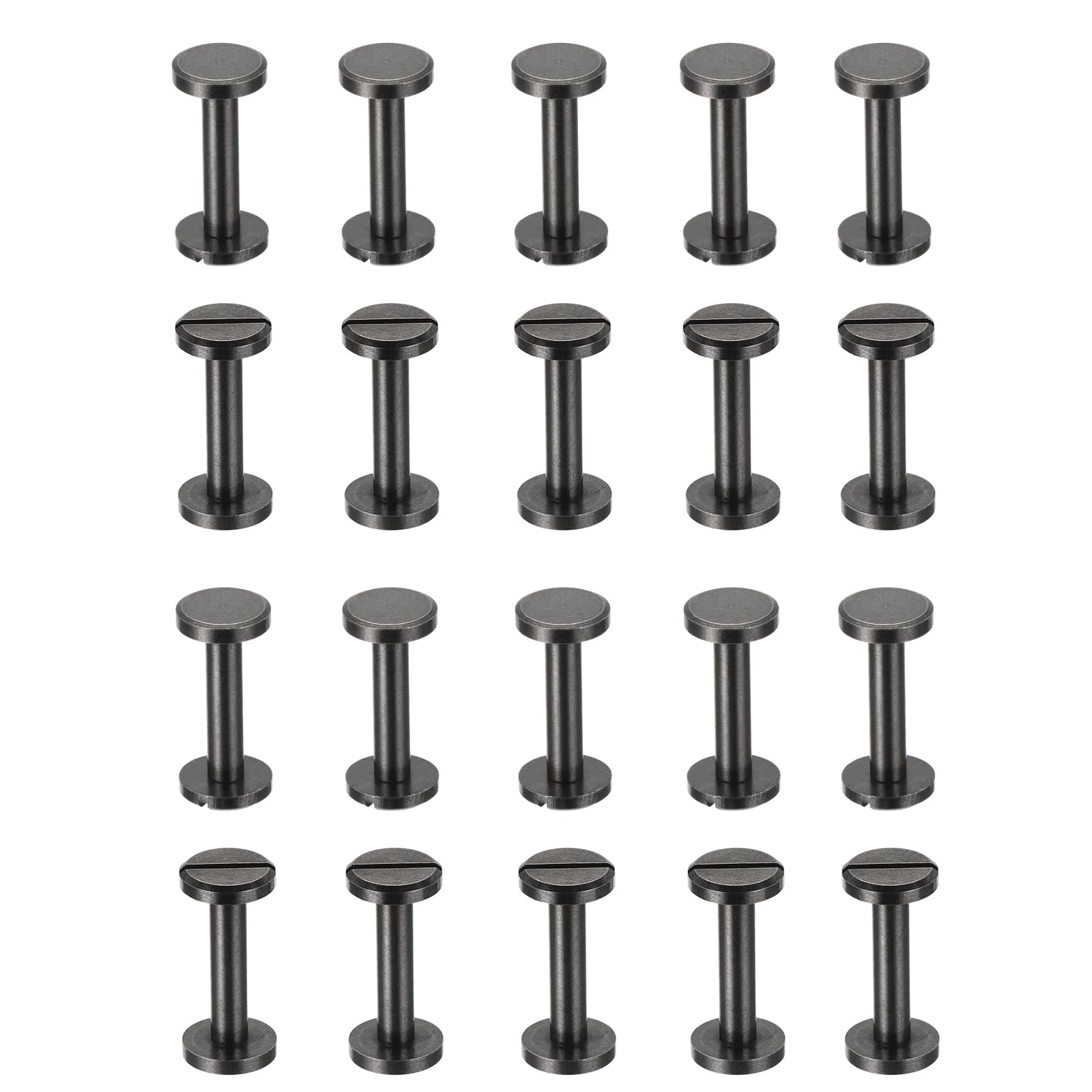 PATIKIL 25 Sets Chicago Screws, 18mm L Chicago Screw Slotted Binding Post Screw Bolts Rivets Brass Fasteners Connectors for Leather Belt Scrapbook Photo Albums, Matte Black