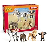Schleich Wild Life Africa Starter Set – 4-Piece Miniature Wildlife Animal Set for Ages 3+, Featuring Lion, Zebra, Monkey and 