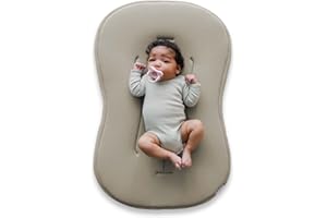 snuggle me® Baby Lounger Curve (0-6 Months) - Premium Organic Cotton with Foam Core, Machine-Washable Cover, Buttery-Soft & Breathable Infant Lounger with Travel Bag (30 in x 20 in x 1.9 in) - Birch