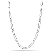 LeCalla 925 Sterling Silver Italian Paperclip Chain Necklace for Teen Women and Men (18, 20, 24, 36 Inches)