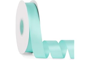 BOMYBAW Double Faced Solid Color Aqua Satin Ribbon 1" X 50 Yards Continuous, High Density Polyester Ribbon for Gifts Wrapping, Wedding, Party, Crafts, Hair Bows, Flowers, Home DIY Decor