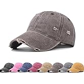 YuMENo Distressed Baseball Cap for Women Men Vintage Washed Cotton Low Profile Adjustable Dad Hats