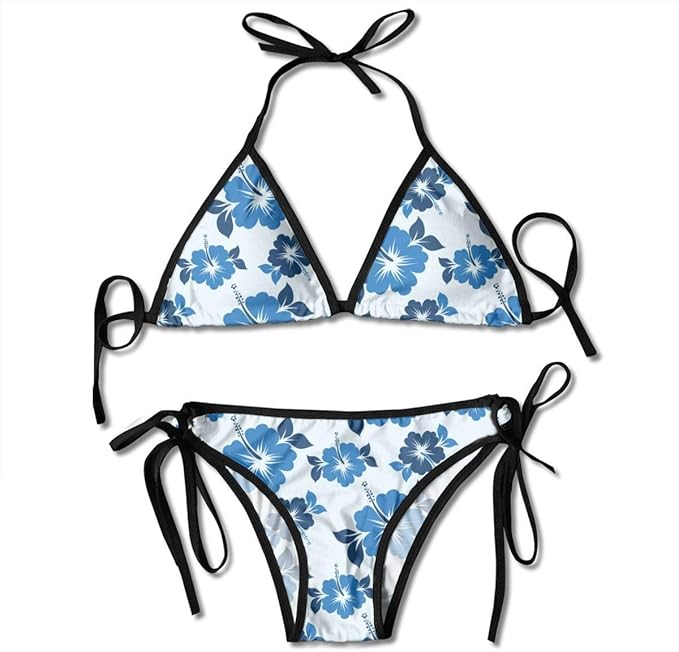 Hawaiian Print Bikini In Blue Bikinis Print Bikini Blue Bikini Set My