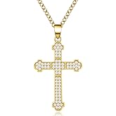 IHOKIT Cross Necklace for Women,Cubic Zirconia Cross Faith Pendant Necklaces Copper Simple Jewelry Gift for Wife Girlfriend Mom(Gold/Silver)