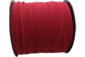 PAMIR TONG 100 Yards 2.6mm Suede Leather Cords Leather Lace Flat Faux Suede Cord String Thread Velvet Cord for Necklace, Bracelet, Beading and DIY Crafts(Red)