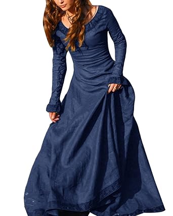 Frauen Vintage Mittelalter Kleid Cosplay Kostüm Langarm Kleid Prinzessin Gothic Kleid Übergröße Kleid