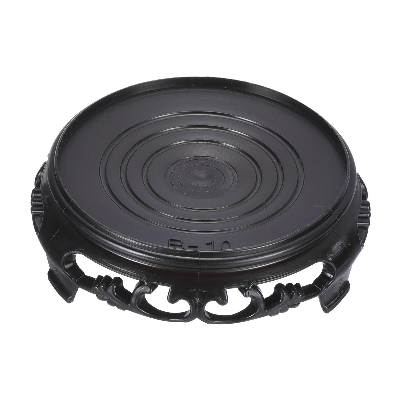 PATIKIL Planter Display Stand, 4.5 Inch Dia Plastic Round Bonsai Base Imitation Wood Style Stand Holder Home Decor Display for Table Lamp Teapot Base, Black