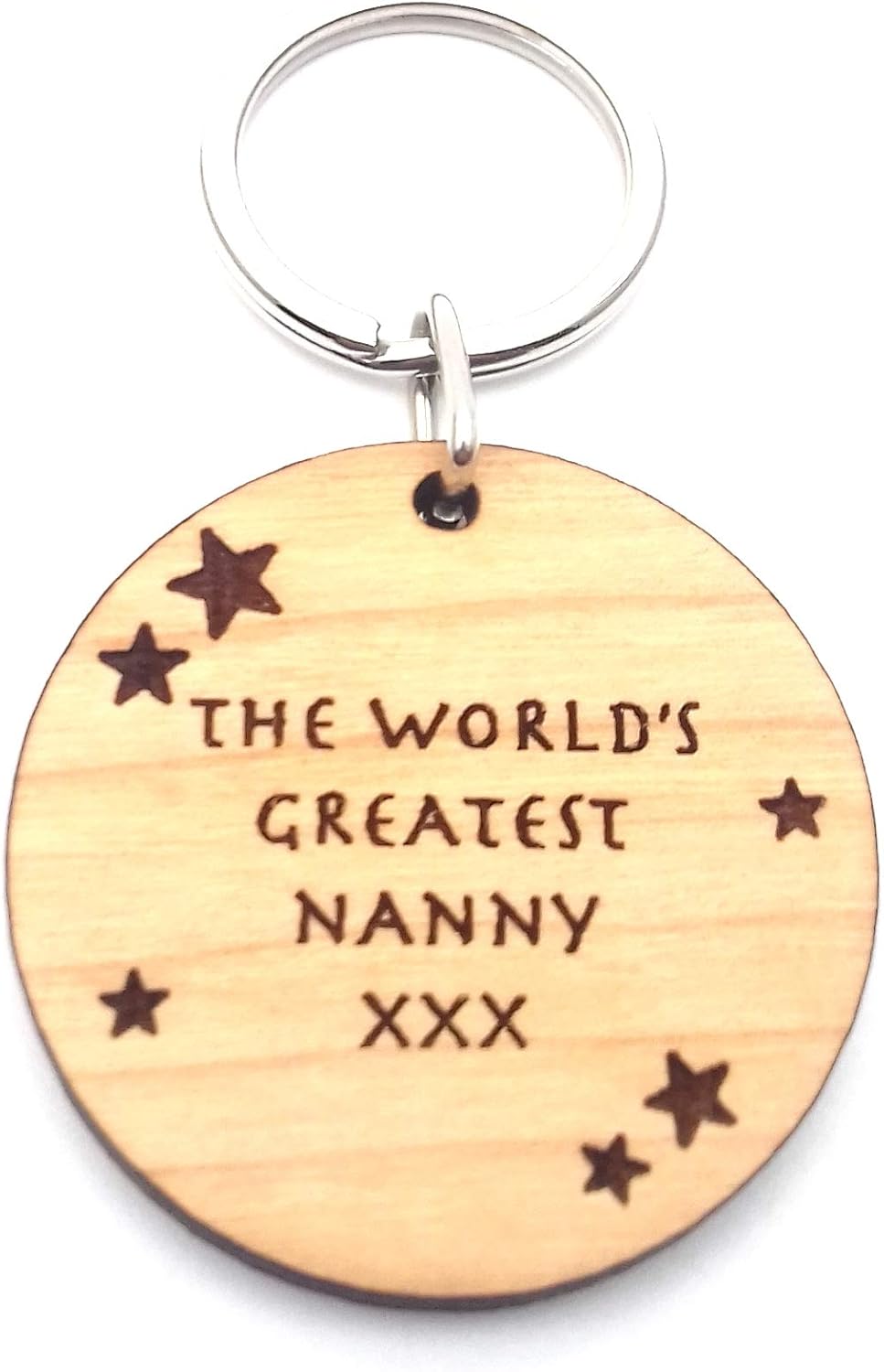 Chris Bag Of Goodies Wooden Keyring Key Ring The Worlds World's Greatest Nanny, 4cm x 0.5cm x 4cm