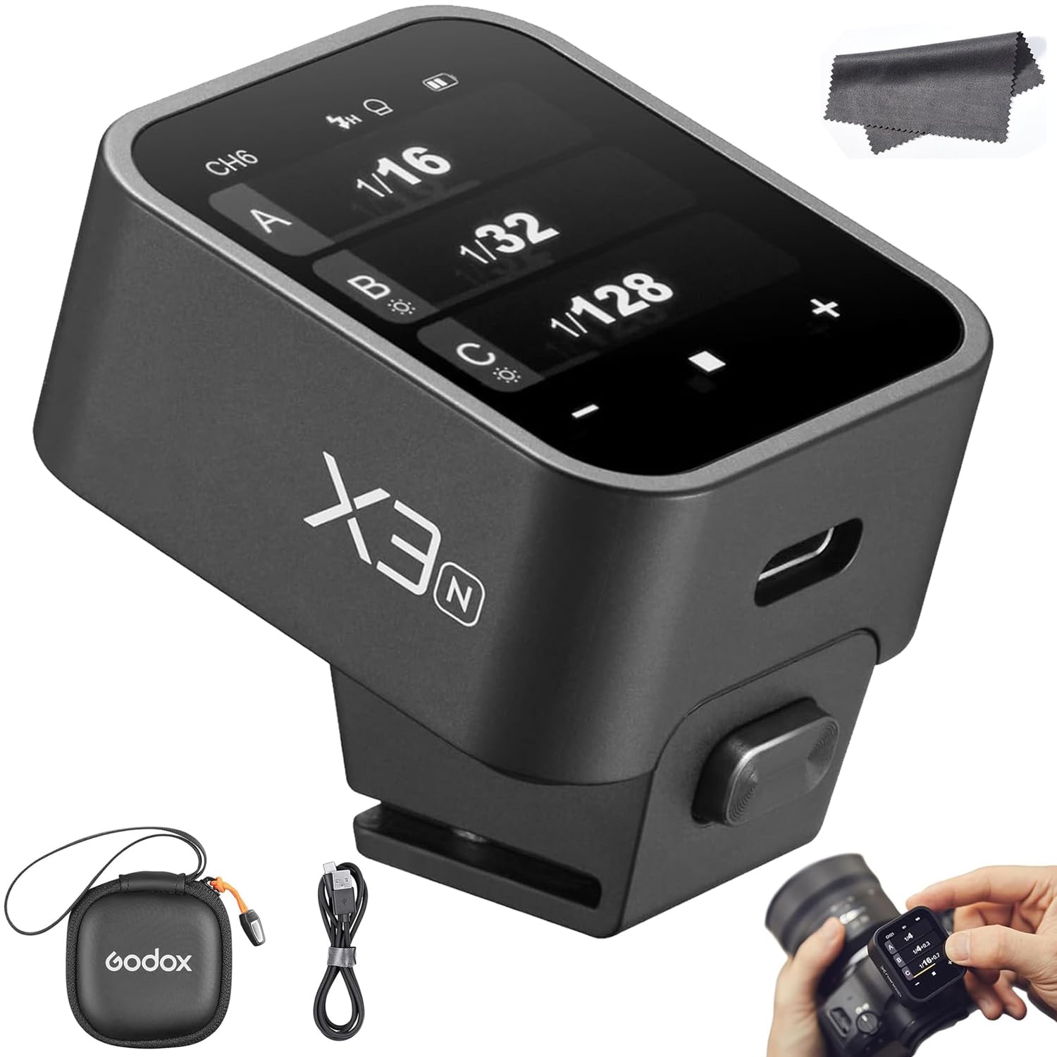 Godox X3-N X3N TTL Wireless Flash Trigger Compatible with Nikon Camera, 1/8000s HSS Transmitter with OLED Touchscreen, Autoflash Multiple Flash Modes (X2T-N Xpro-N XProII-N Upgrade Version)