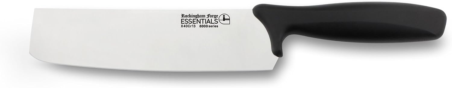 Rockingham Forge Range 17.5cm Nakiri Knife - Lightweight Sharp Stainless Steel Kitchen Knives with Black Handle