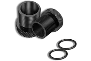 TRSAIM 2 Pack Thread Protector 1/2x28 Thread to 3/4x16 with Rubber Washer Black Color Aluminum Convert (2 Pack)