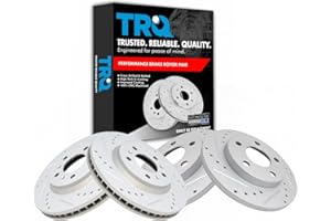 TRQ Front & Rear Brake Rotors Set Performance Premium G-Coated Slotted X Drilled Compatible with 2011-2013 Chevrolet Impala 2014-2016 Impala Limited
