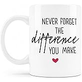 QICLM Thank You Gifts Mug, Never Forget the Difference You Make Ceramic Coffee Cup, Retirement Farewell Going Away Appreciation Gifts for Coworker Teacher Nurse, Coffee Tea Mugs 11 oz