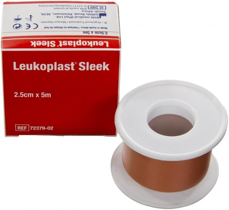 LeukoplastBF72379-02 Sleek Adhesive Tape, 2.5 cm Width, 5 m Length, Tan (Pack of 12)