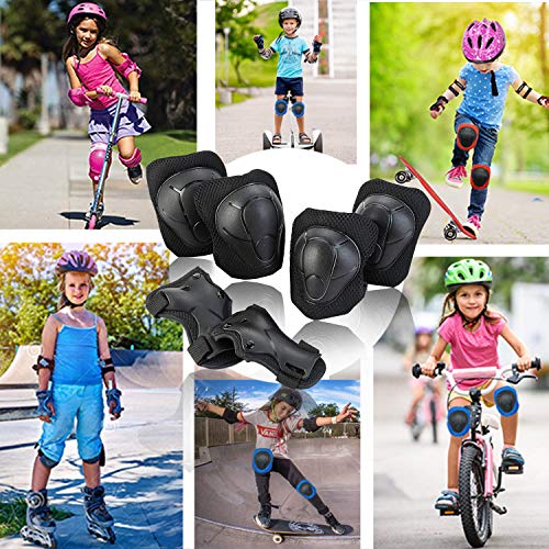 Kids/Youth Knee Pad Elbow Pads Guards Wrist Guards Protective Gear Set for Rollerblade Roller Skates Cycling BMX Bike Skateboard gs Scooter Riding Sports,Toddler for Multi-sports Outdoor（Age3-7）Black - Thumbnail 2