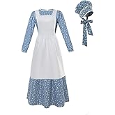 ROLECOS Pioneer Costume Dress Womens American Historical Clothing Modest Prairie Colonial Dress