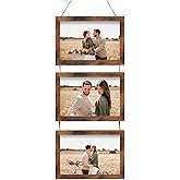 Rexllon 4x6 Wall Hanging Picture Frames Collage with 3 Opening Brown Frames