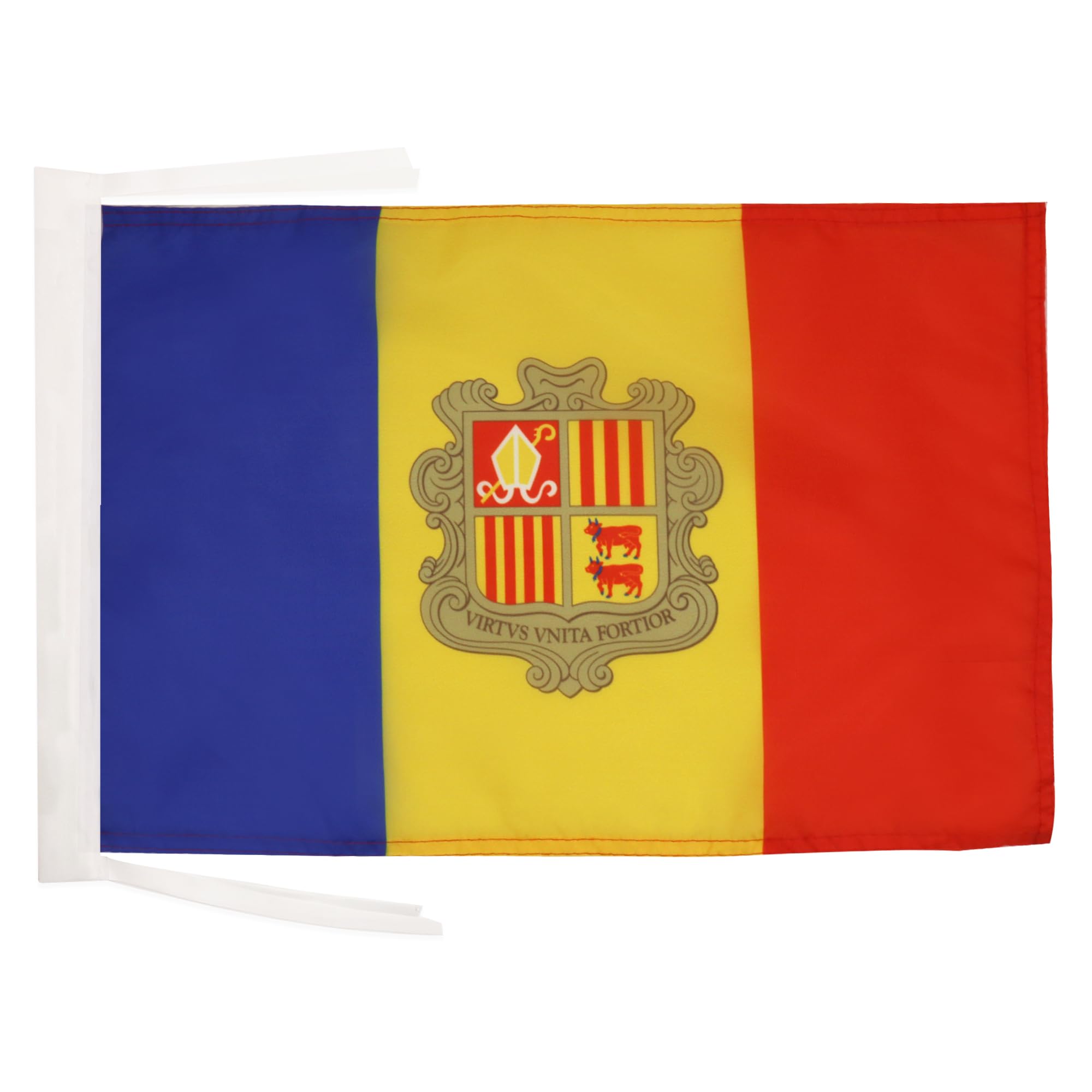 AZ FLAG - Andorra Flag - 18'' x 12'' - 100% Polyester Andorran Small Banner with Two Cords - Fade Resistant - Vivid Colors - 18x12 in - 45x30 Cm — image 1