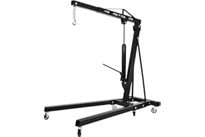 MARSYYDS 2 TON Folding Hydraulic Engine Crane Hoist, 4409 Lbs Engine Motor Hoist, Folding Engine Shop Crane Hoist Lift with 6 Iron Caster Wheels for Garage Workshop & Car Fixing (Black)