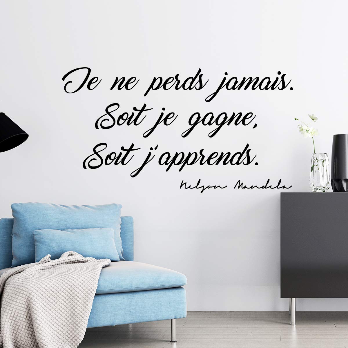 Ambiance Sticker JER_073 Wall Sticker Quote Nelson Mandela I Never Lose - Wall Decoration, Waterproof/Removable - 55 x 100 cm