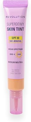 Revolution Superdewy SPF30 Skin Tint, Skin Tint Leggero SPF 30 per Pelle Sensibile e a Tendenza Acneica, Coprenza Modulabile, Vegano, Medium Neutral, 28 ml