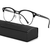 Blue Light Blocking Glasses Women, Semi-Rimless Clear Lens, Professional Computer Game Eyeglasses for men, Anti Eyestrain and Better Sleep (Black Frame)