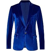 RONGKAI Mens Velvet Blazer Slim Fit Fashion Suit Jacket for Wedding Prom Dinner Party