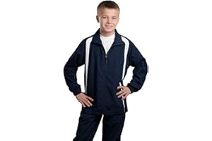 SPORT-TEK Youth Colorblock Raglan Jacket, True Navy/White, Large