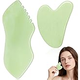 2PCS Jade Stone Gua Sha Set Face Massager Jade Facial Tools Body Lymphatic Drainage Massager, Guasha Face Sculpting Tool Skin Care Valentine's Day Gifts for Women Gua Sha Sculpting for Tighten Skin