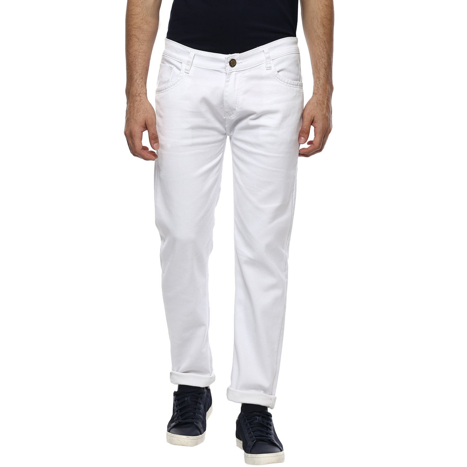 urbano fashion men's white slim fit stretch jeans