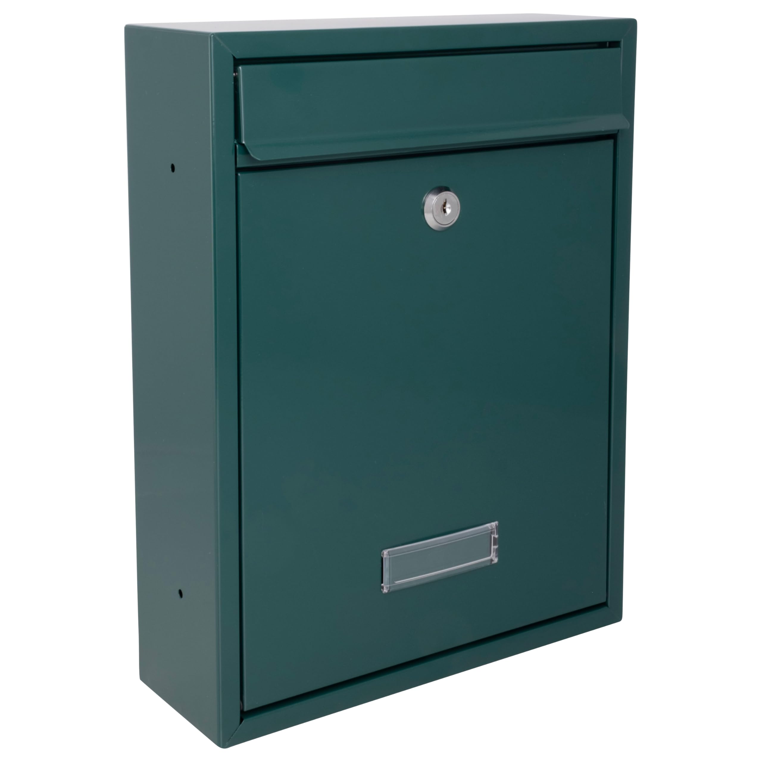 Burg-Wachter MB19G Trent Wall Mounted Galvanised Steel Lockable Weatherproof Post Box, Green 26x34x9cm