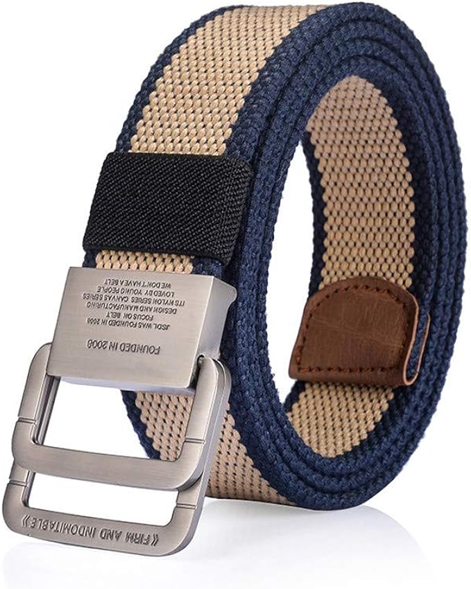 Amazon Co Jp メンズキャンバスベルト ダブルリングバックルユース学生アクセサリージーンズパンツスーツ カジュアルパンツ ギフト用ベルト 3 125cm 服 ファッション小物