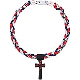 Kehuify Baseball Necklaces for Boys, Baseball Necklace Three-Braid Rope Tornado Cross Necklace Sports Titanium Necklace Baseball Rope Necklace